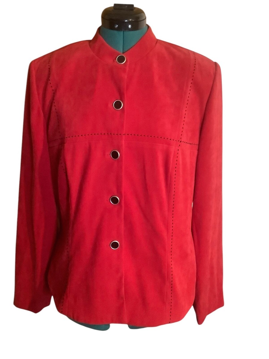 Leslie Fay Rad Jacket Women’s Dress Top Long Sleeve Button Up Mandarin  Collar 14