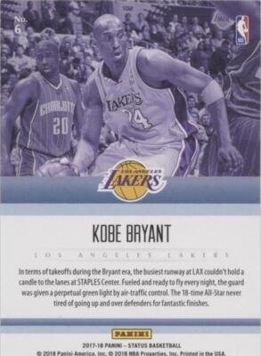 2017-18 Panini Status - Kobe Bryant #6 for sale | eBay 2017-18 Panini Status - Kobe Bryant #6 for sale | eBay