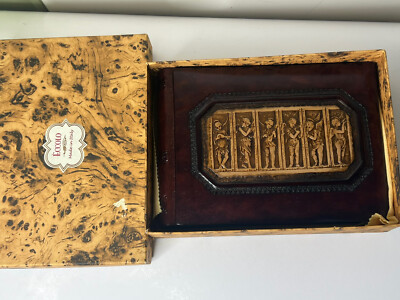 Eccolo Wedding Guest Book Event Hand Made In Italy Leather Bound Angels W/ Harps