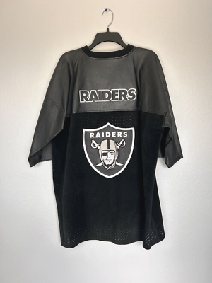VINTAGE 90's RARE Oakland Raiders Leather & Suede XL Jersey