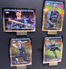 2024 Topps Chrome 4 Cards All Star Game Harper Reynolds Yelich Strahm Mint Refr