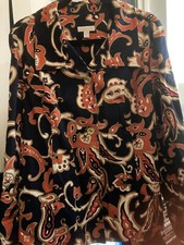 Charter Club Blue Orange Paisley Jacket Womens Xl Gold Button Up Retro