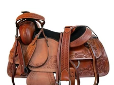 TRAIL WESTERN SADDLE 15 16 17 18 PLEASURE HORSE FLORAL TOOLED LEATHER TACK SET