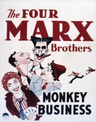 Monkey Business Poster Groucho Marx Chico Marx Harpo Marx Zeppo Marx Old Photo