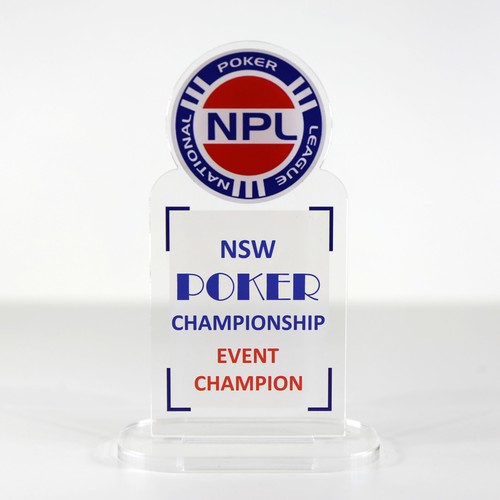 ACRYLIC COLOUR TROPHY AWARD CUSTOM DESIGNED FOR POKER CARDS CHAMPIONSHIP WINNER - Picture 3 of 3