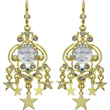 Kirks Folly   Victorian Dream Goddess Seaview Moon Leverback Earrings  goldtone