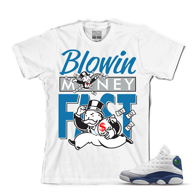 Tee to match Air Jordan Retro 13 French Blue Sneakers. BMF French Blue 