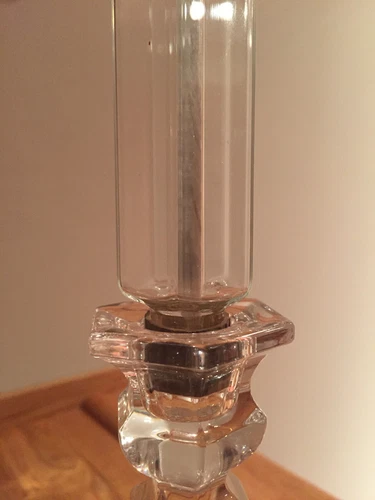 Firelight Crystal Clear Glass Oil Candles w/ glass encased Wicks Vtg Pair ~ EUC