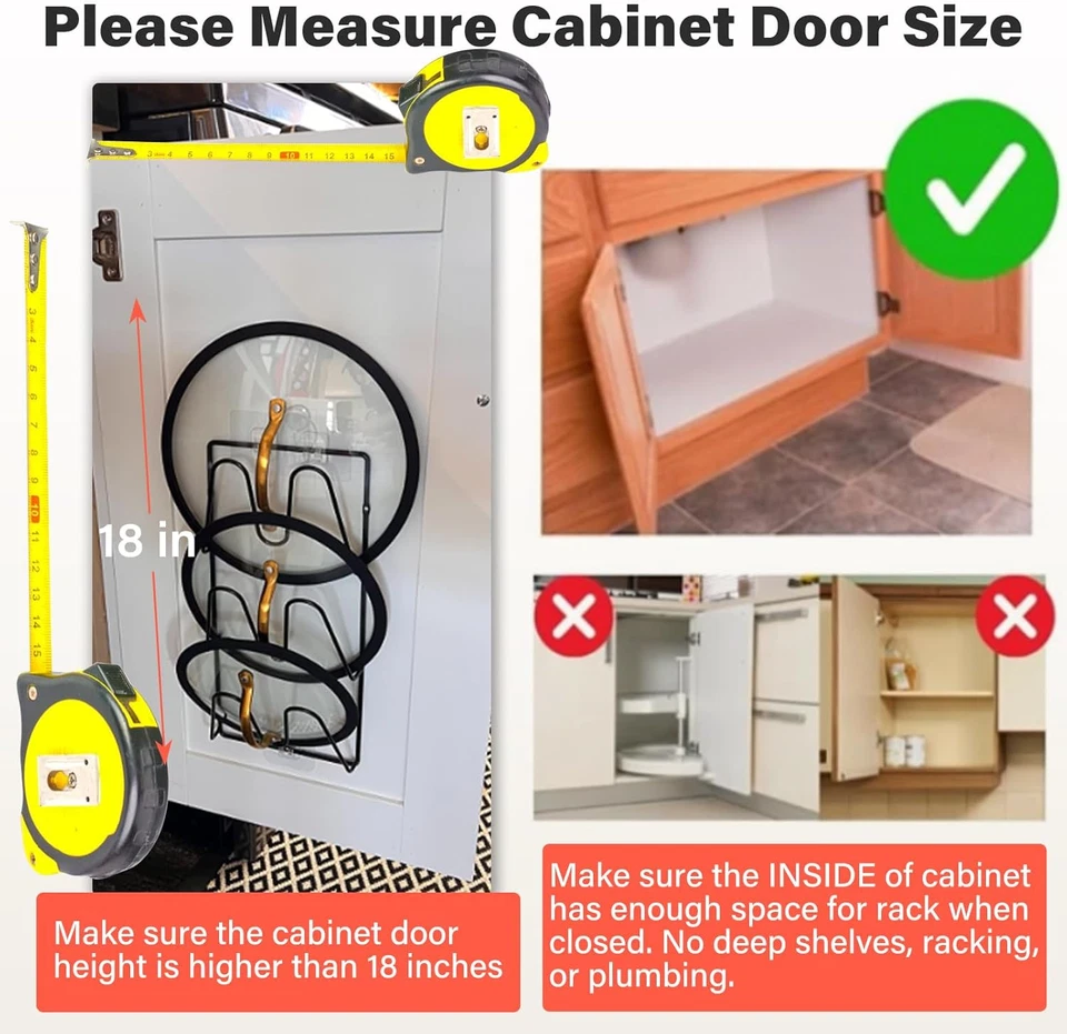 Paquete de 2 estantes organizadores de tapas de olla, soporte de tapas de olla de 6 niveles para puerta/pared de gabinete, sin Foto 3 de 4