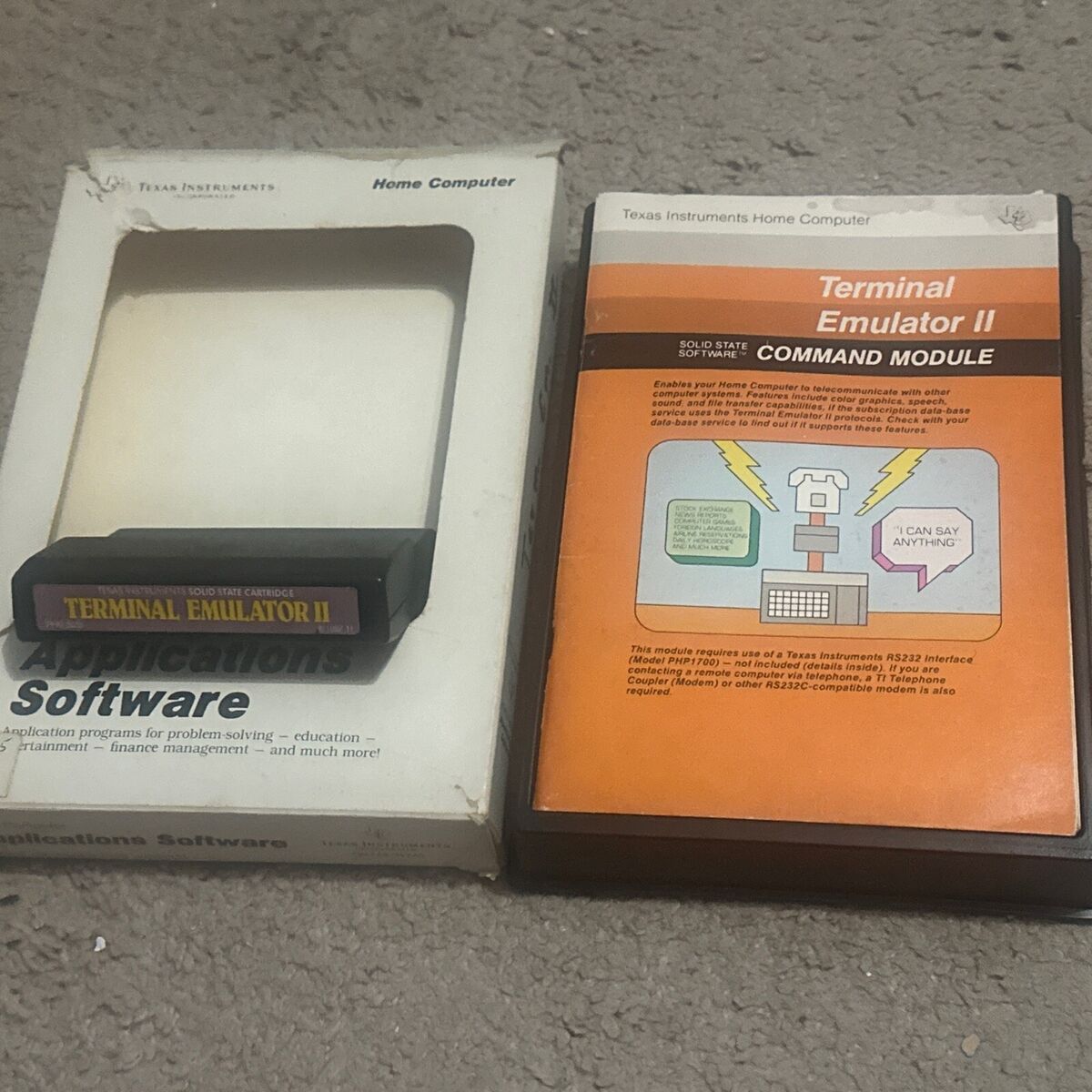Texas Instruments Terminal Emulator II Cartridge Manual Box Case 