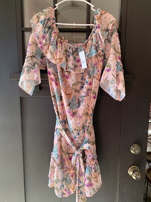 Sweet Pea NY&C Womens Floral Belted Ruffle Dress Size Large