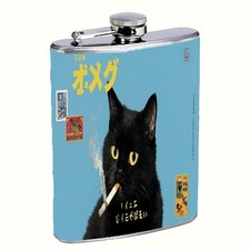Black Cat Chill Flask 8oz Stainless Steel Hip Flask