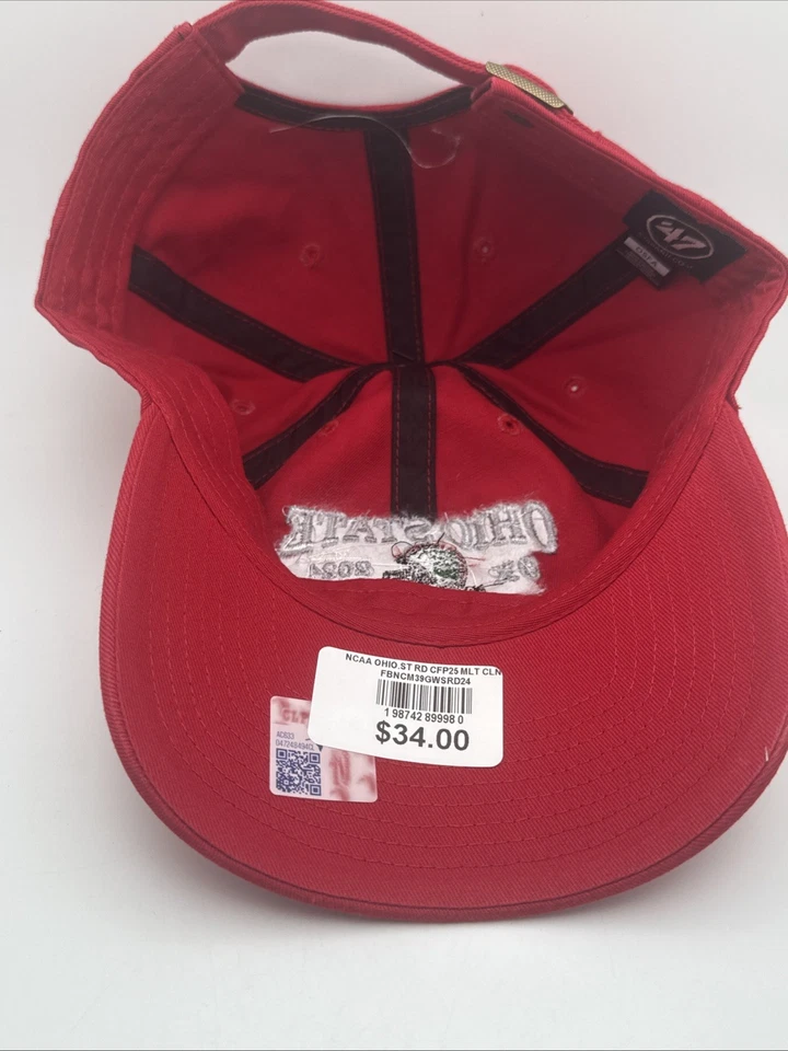 Boné chapéu de limpeza vermelho ajustável marca Ohio State Buckeyes Multi Champions 47 - Imagem 4 de 4