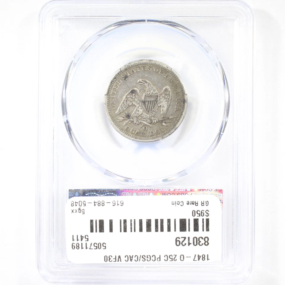 1847-O 25C PCGS/CAC VF30 - Liberty Seated Quarter - Image 2 of 4