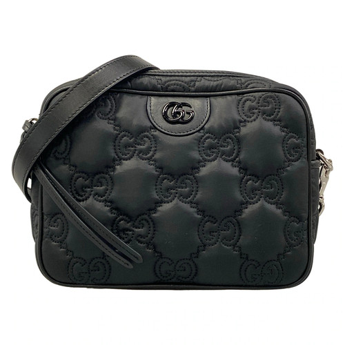 GUCCI GG Matelasse 702234 Black Nylon Leather Shoulder Bag