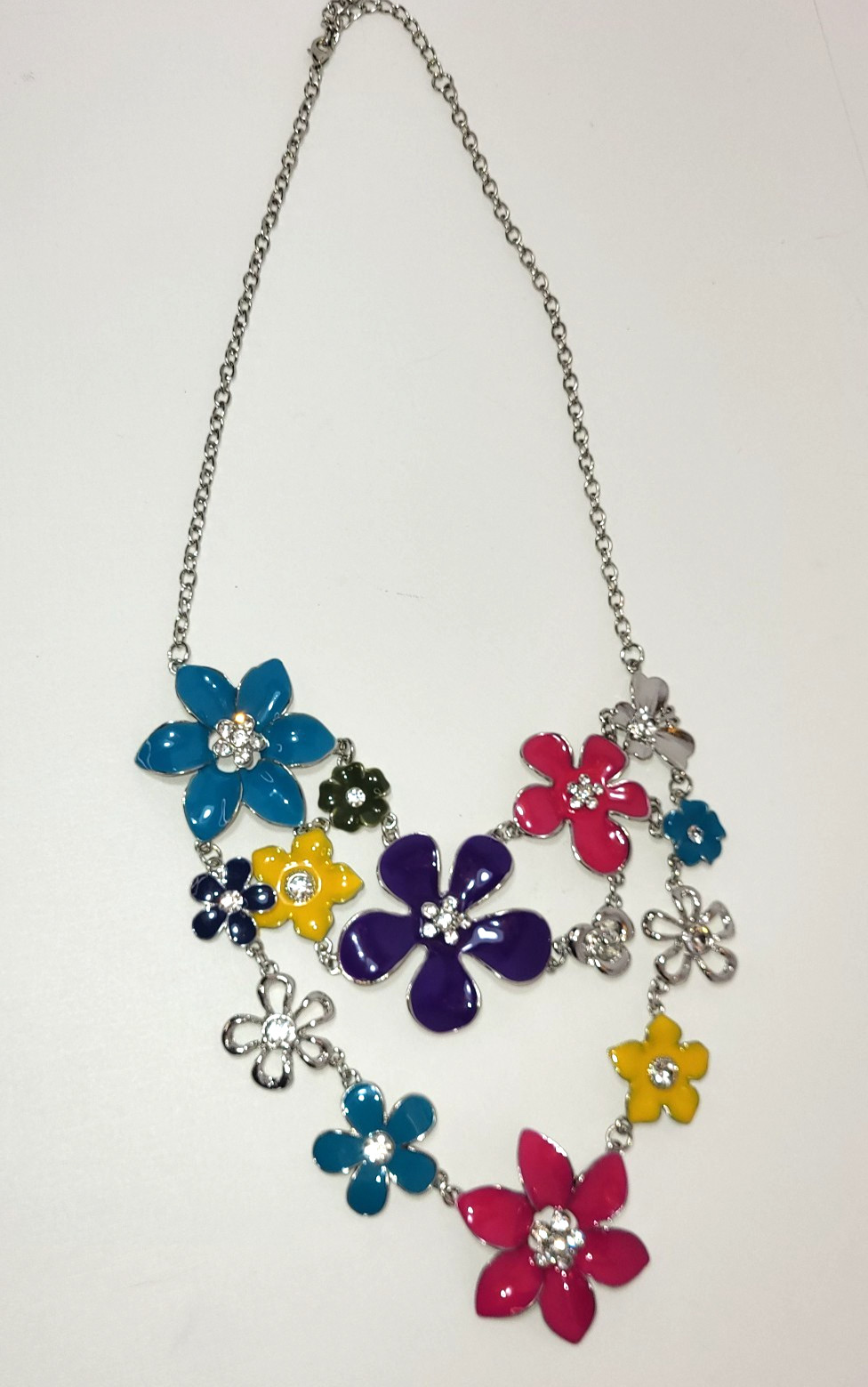Bright, Colorful, Multi Flower Statement Necklace… - image 6