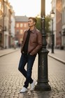 The Jacket Maker Genuine Leather Cafe Racer Jacket Brown Men’s Medium M Lambskin — photo 8