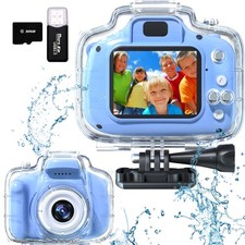 Kids Camera Waterproof Underwater for 3-12 Year Old Boys Girls 2 Blue