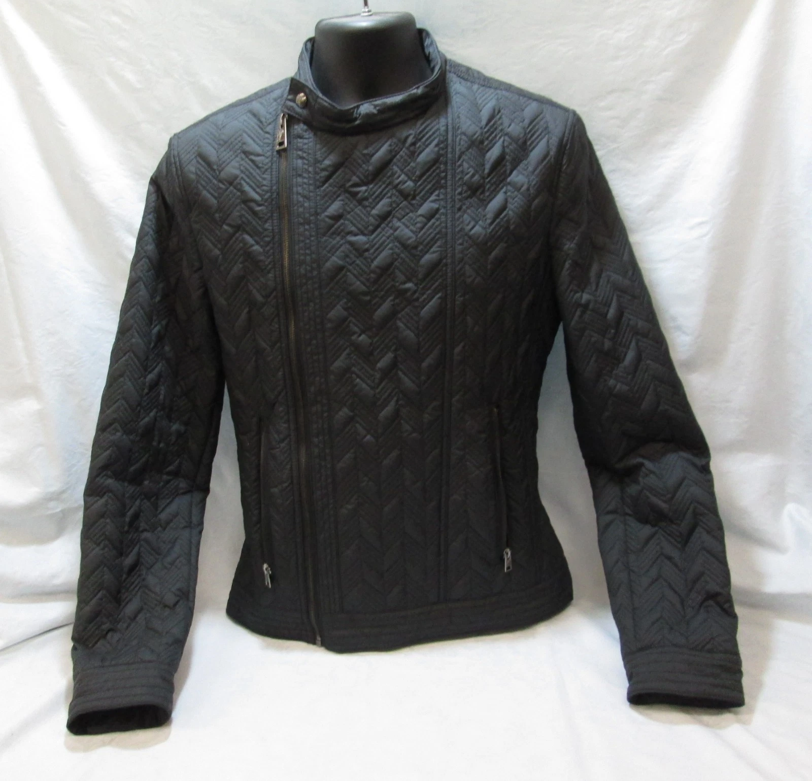 VERSACE COLLECTION MEN'S QUILTED BLACK MOTO JACKET image 1