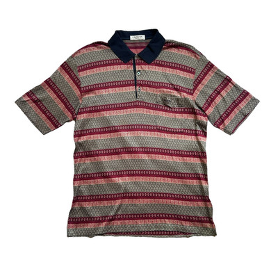 Vintage LANVIN Paris Polo Hemd Herren Knit Pattern 100% Baumwolle Made in Italy