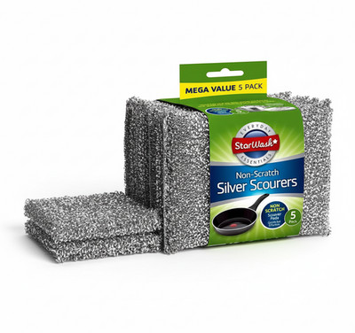 StarWash kratzfeste silberne Schaber 5er Pack Metall Küche Geschirr Schrubber Pads
