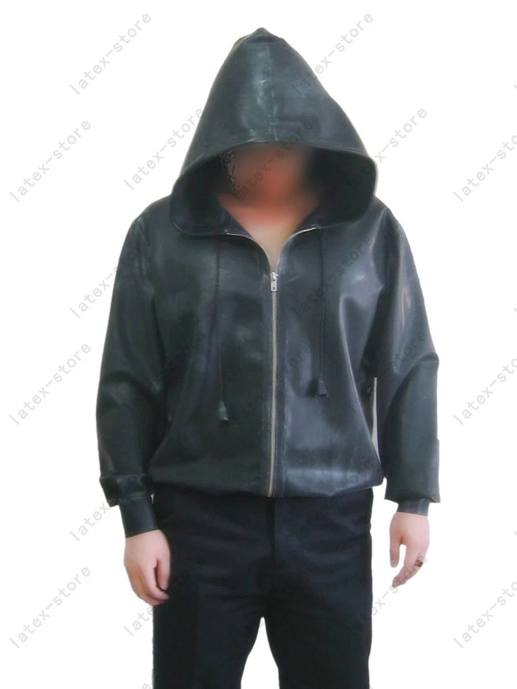 Latex Rubber Gummi loose zip up hoodie Jacket coat outwear hat customized #187