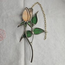 Vintage Suncatcher Rosebud Peach Pink 8.5" long