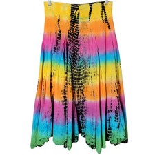 Cute Options Womens Y2K Rainbow Tie Dye Hippie Gypsy Beachy Boho Fairy Skirt L