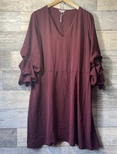 Anthology Plum Ruched Sleeve Fit & Flare Dress Size 22 VGC