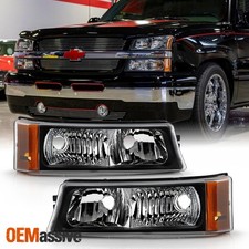 Fit 2003-2006 Chevy Silverado Black Bumper Signal Parking Lights Lamps Lr Fit 2003-2006 Chevy Silverado Black Bumper Signal Parking Lights Lamps Lr
