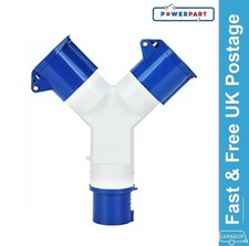 Powerpart 16A 2 Way Mains Site Splitter Adaptor Caravan Motorhome Camping PO126