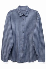 Tasso Elba Men  s XL Blue Check 100 Cotton Dress Shirt Long Sleeve Button Front