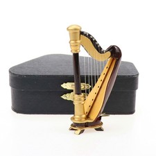 Dselvgvu Wooden Miniature Harp with Case Mini Musical Instrument Harp Replica...