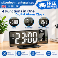 Projection Alarm Clock Projector Mirror Clock Display Temperature Snooze Clocks