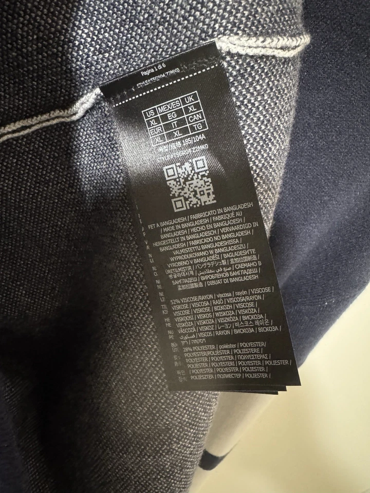 NWT Guess Bruno Men Sweater Navy/ White Long Sleeve Casual Logo XL - Image 4 of 4