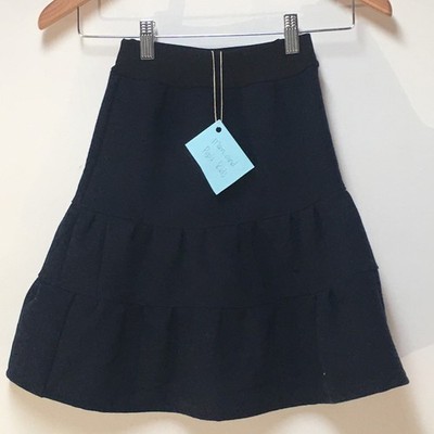 Skirt 100% Wool Girls 2/3 Long Navy Blue Ruffle Tier Fleece Mom and Pop's Kids