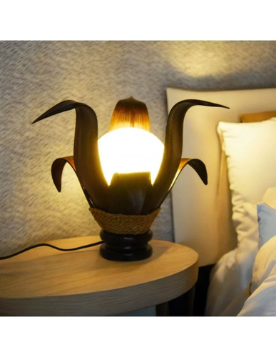 Lampe Fleur en Feuilles de Cocotier & Acajou 30cm| - Imagen 2 de 3