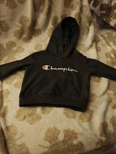 Champion Boys Dark Gray Fleece Pullover Hoodie Long Sleeve Logo