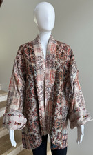 100 Silk Reversible Kantha Jacket, One Size