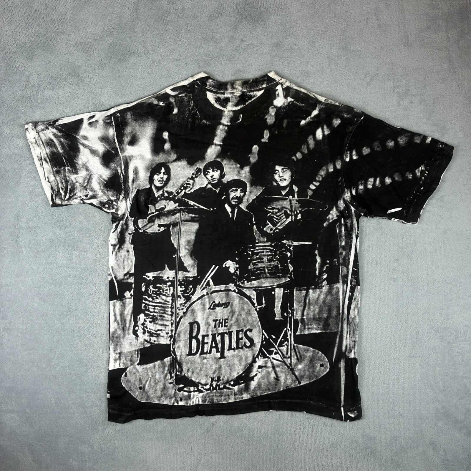 Vintage Fantasy The Beatles 90s Black All Over Print Sz XL Single Stitch T-Shirt image 8