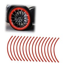 16PCS 17''-19'' Reflective Wheel Rim Stripe Sticker Decal, Waterproof Auto Red