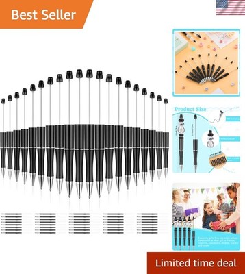 20 Colorful Beadable Ballpoint Pens with Extra Black Ink - Perfect for DIY Gifts