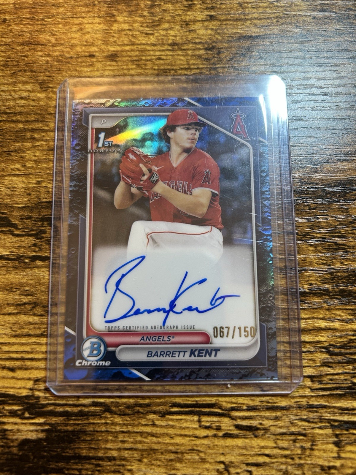 2024 Bowman - Chrome Prospect Autographs Barrett Kent #CPA-BK Blue Lunar /150