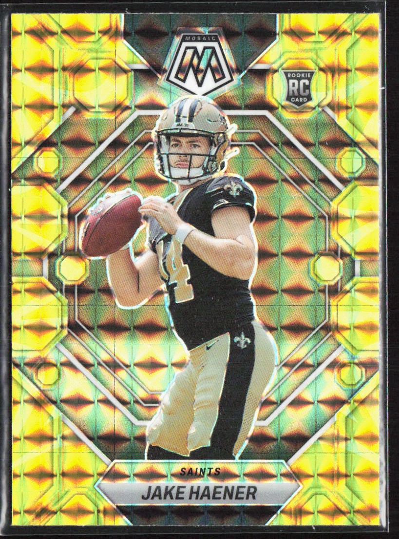 2023 Panini Mosaic Jake Haener Reactive Yellow Prizm Rookie Card RC #325 Saints