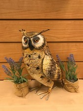 Eurasian Eagle Owl Bird Garden Sculpture Ornament Lawn Metal Indoor Outdoor