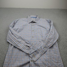 David Donahue Shirt Mens Large Plaid Long Sleeve Button Up Casual