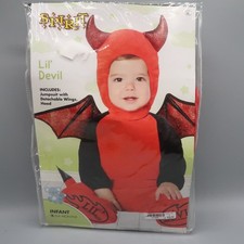 Spirit Halloween Devil Baby Costume 3 Pc Sz 0-6 M Costume Jumpsuit Cap Wings