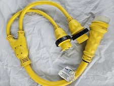AMP UP 125/250V 50 amp M x (2) 30A Female Y Marine Splitter Adapter.
