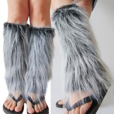 Furs Leg Warmer Winter Furry Long Boot Cuffs Fuzzy Shoes Cover Party Costume