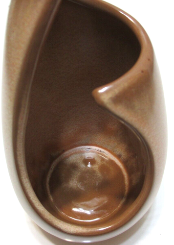 Vintage Frankoma Pottery Free Form Candle Vase # 302 Brown Satin 5 7/8" Tall - Picture 5 of 8